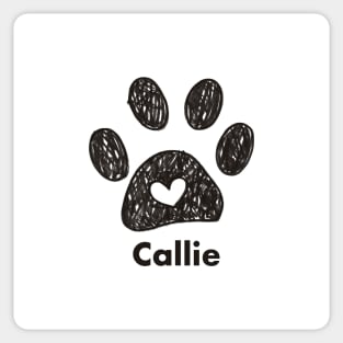 Callie name made of hand drawn paw prints Sticker